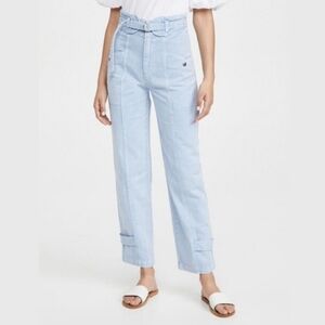 Sea New York Maura Acid Wash High Rise Belted Straight Leg Jeans